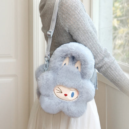 Bolsa Clássica Plush Flower Azul